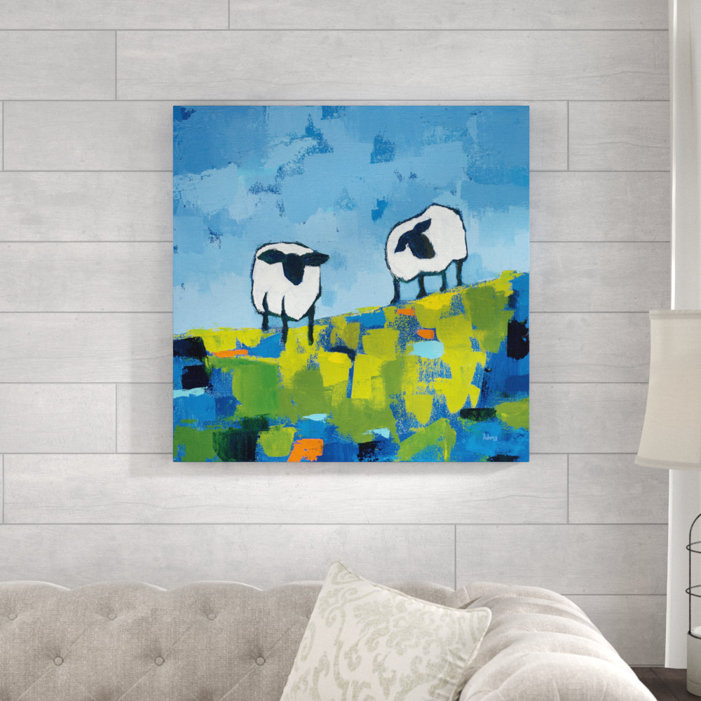 " Two Sheep " by Phyllis Adams Painting Print Winston Porter