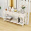 Console en bois avec 3 tiroirs et tablette de rangement-1835612562