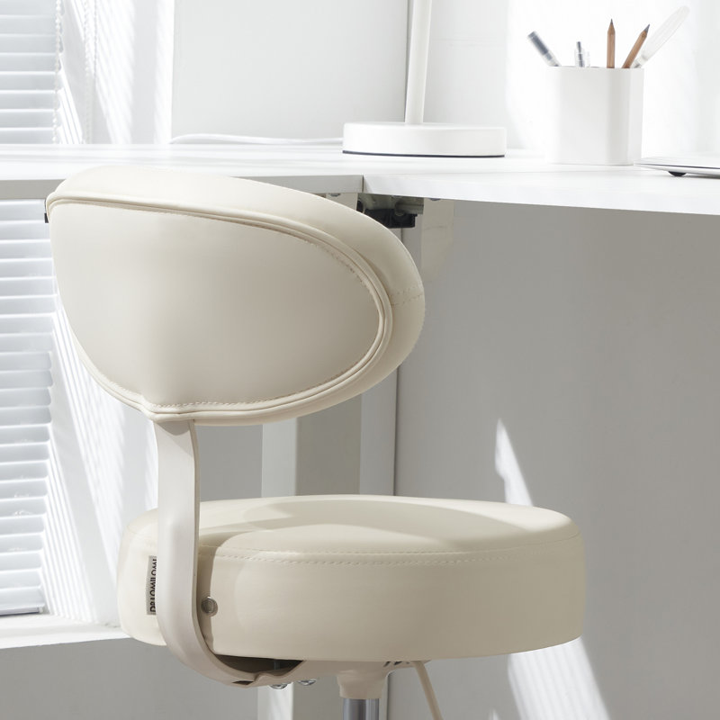 Pneumatic Swivel Rolling Stool Chair with Backrest 503 KAI, White