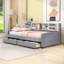 Lit de jour simple rembourré en bois avec deux tiroirs et tablettes de rangement-2131053567