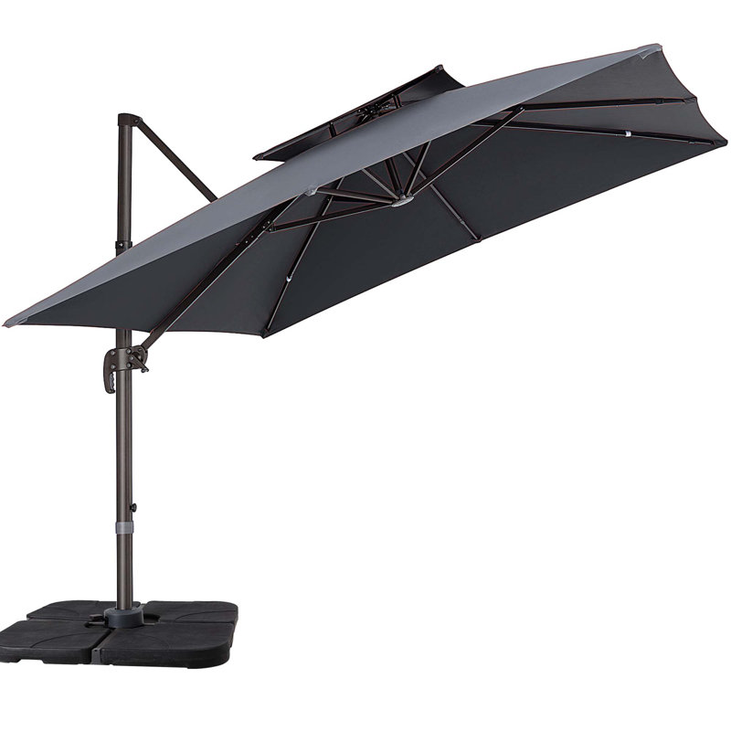 Parasol en porte-à-faux 11 pi Germar, Gris, H 106 po x l 132 po x P 132 po