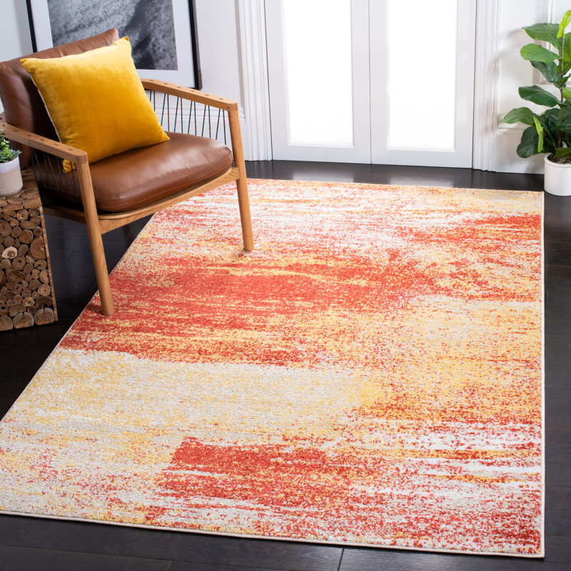 Algonquin Performance Abstract Rug, Rectangle 8' x 10', Rust/Gold