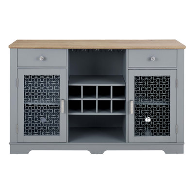 Sideboard with 2 Drawers and Elegant Glass Door Cabinets, Wine and Glass Rack by Wildon Home