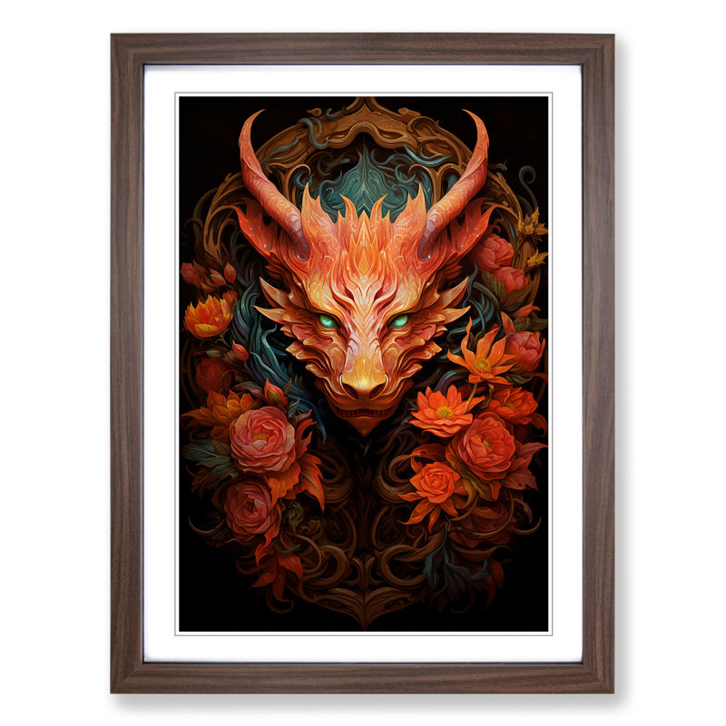 Dragon Baroque - Framed Print, Walnut, 34cm H x 25cm W x 2cm D