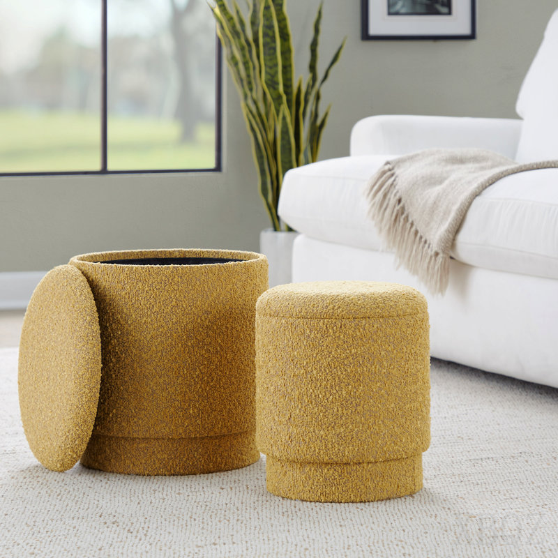 Ottoman Set in Yellow Fabric