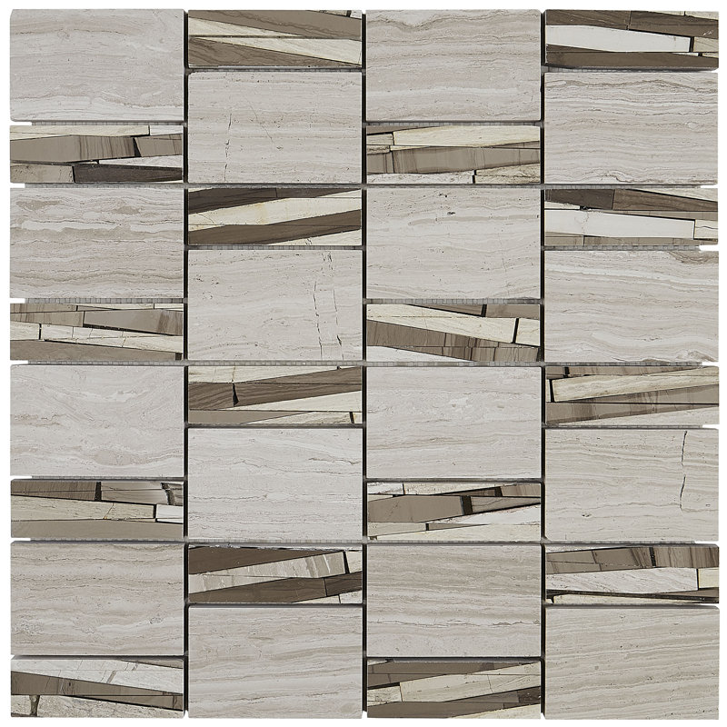 Stone Mosaics Abstract 12" x 12" Polished Natural Stone Field Tile in Chenille White
