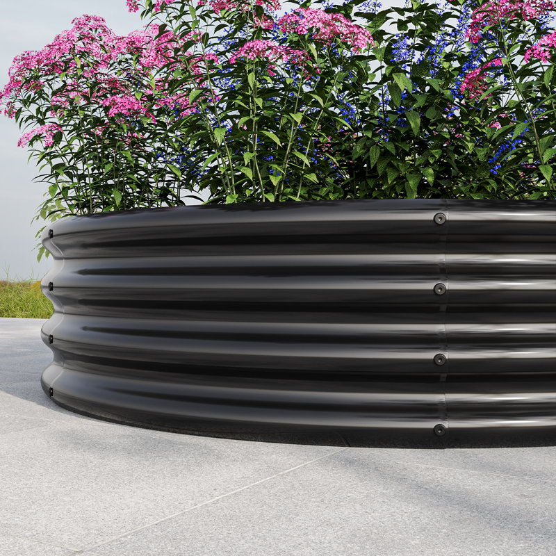 Round Metal Raised Garden Bed, 11.42" H x 47.24" W x 47.24" D, Black