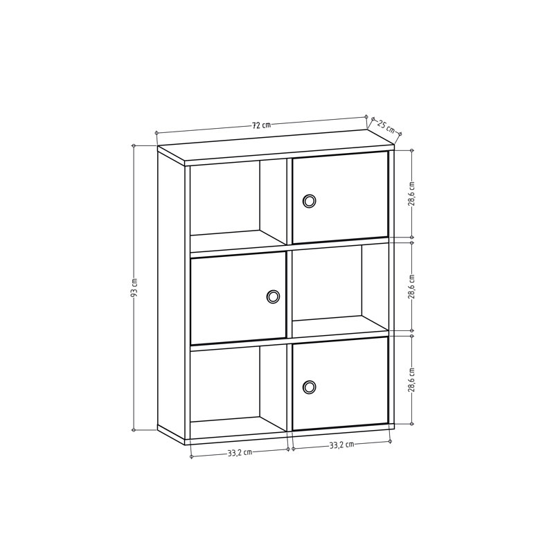 Tilton Bookcase, White/Oak, (3 Shelves) 28"H x 37"W x 10"D