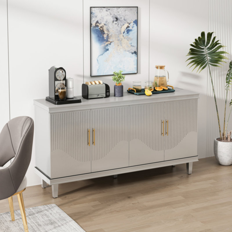 Large Size 4-Door Cabinet, Champagne, 32.28" H x 59.84" W x 15.75" D