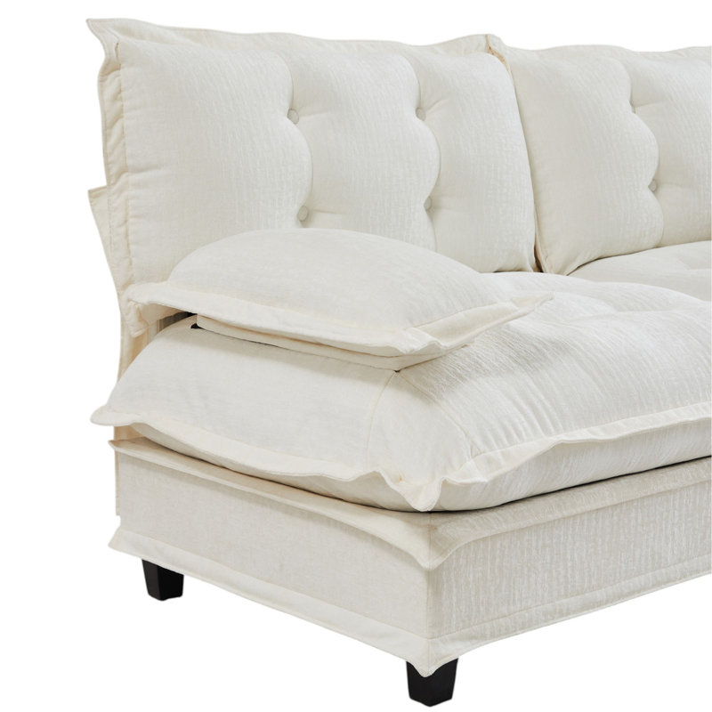 Causeuse en chenille de 77 po Geneveve, canapé modulaire avec coussin en mousse compressée, pour salon, chambre à coucher et appartement