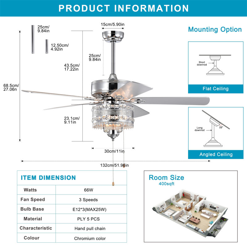 Ventilateur de plafond 52 po
