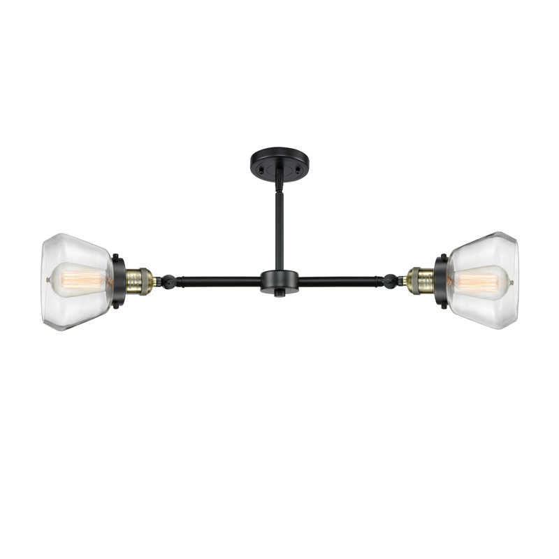 Chill 2 - Light Kitchen Island Pendant, 6 Watt Vinage LED Bulb, Clear, Black Antique Brass