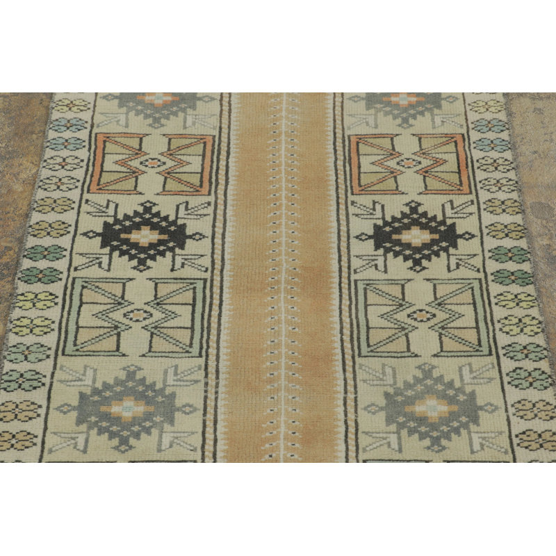 Vintage One-of-a-Kind 2'4x9' Hand Knotted Area Rug