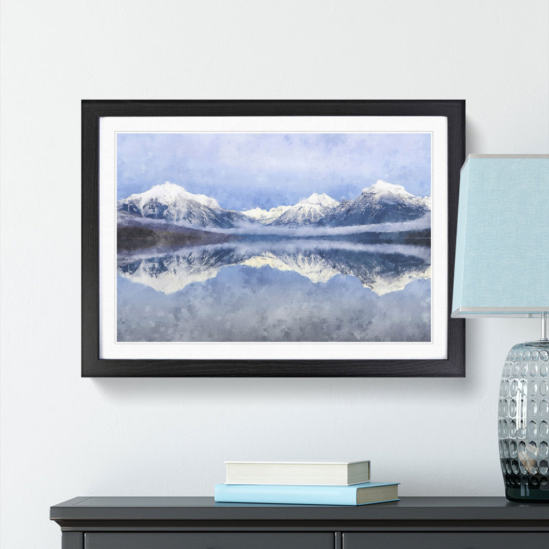 Lake Mcdonald in Montana - Picture Frame Painting Print, 24cm H x 33cm W x 2cm D, Black Framed