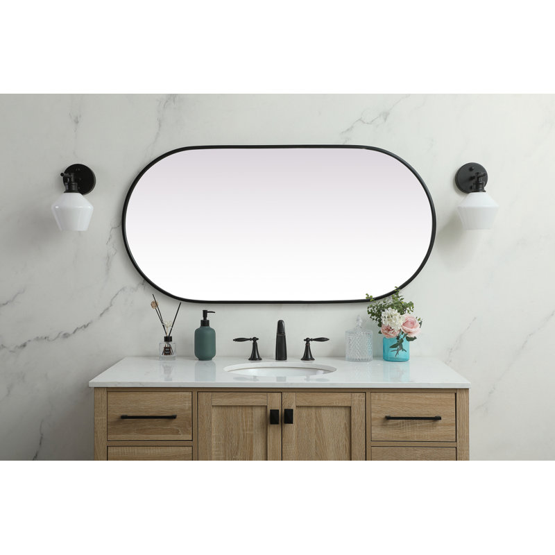 Elington Metal Oval Mirror, 48"  x 24" , Black
