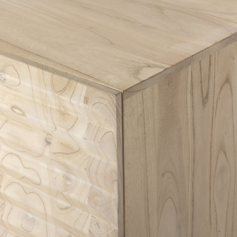 Tussac Media Console - Matte Brown Neem, Natural White Neem