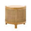 Table basse rotative moderne avec rotin et rangement caché, parfaite pour les espaces de vie confortables et organisés