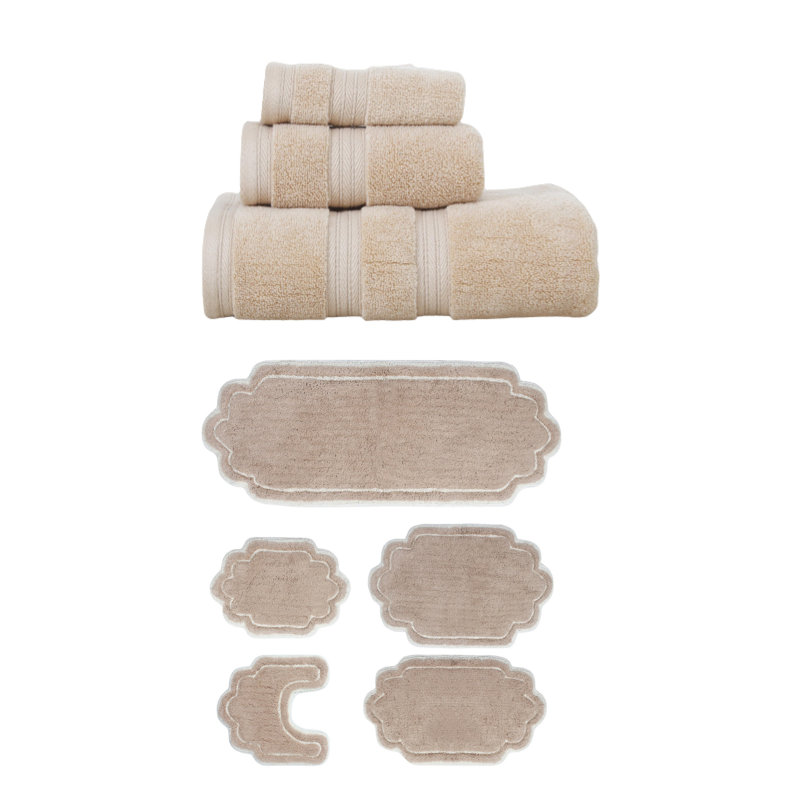 Ensemble de serviettes de bain 3 pièces et tapis de bain 5 pièces Talbert Collection, 100% coton doux, turquoise, Chocolat