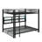 Metal Queen Over Queen Bunk Bed With Storage Cabinets And LED