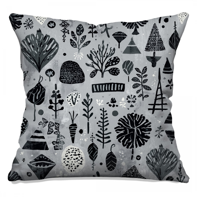 Coussins décoratifs noirs et blancs à motif botanique, 20 po x 20 po