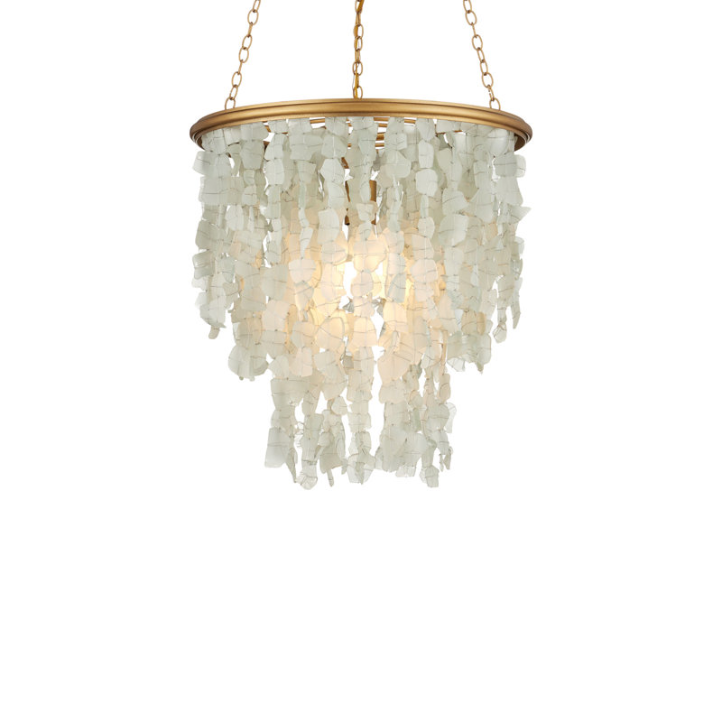 Lustre en verre de mer, H 21,5 po x l 19 po x P 19 po