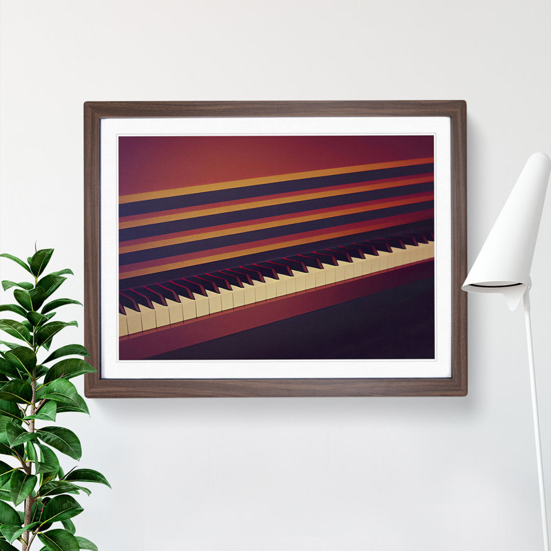 Piano Keys 1 Piece Single Picture Frame Wall Art, 46cm H x 64cm W, Brown