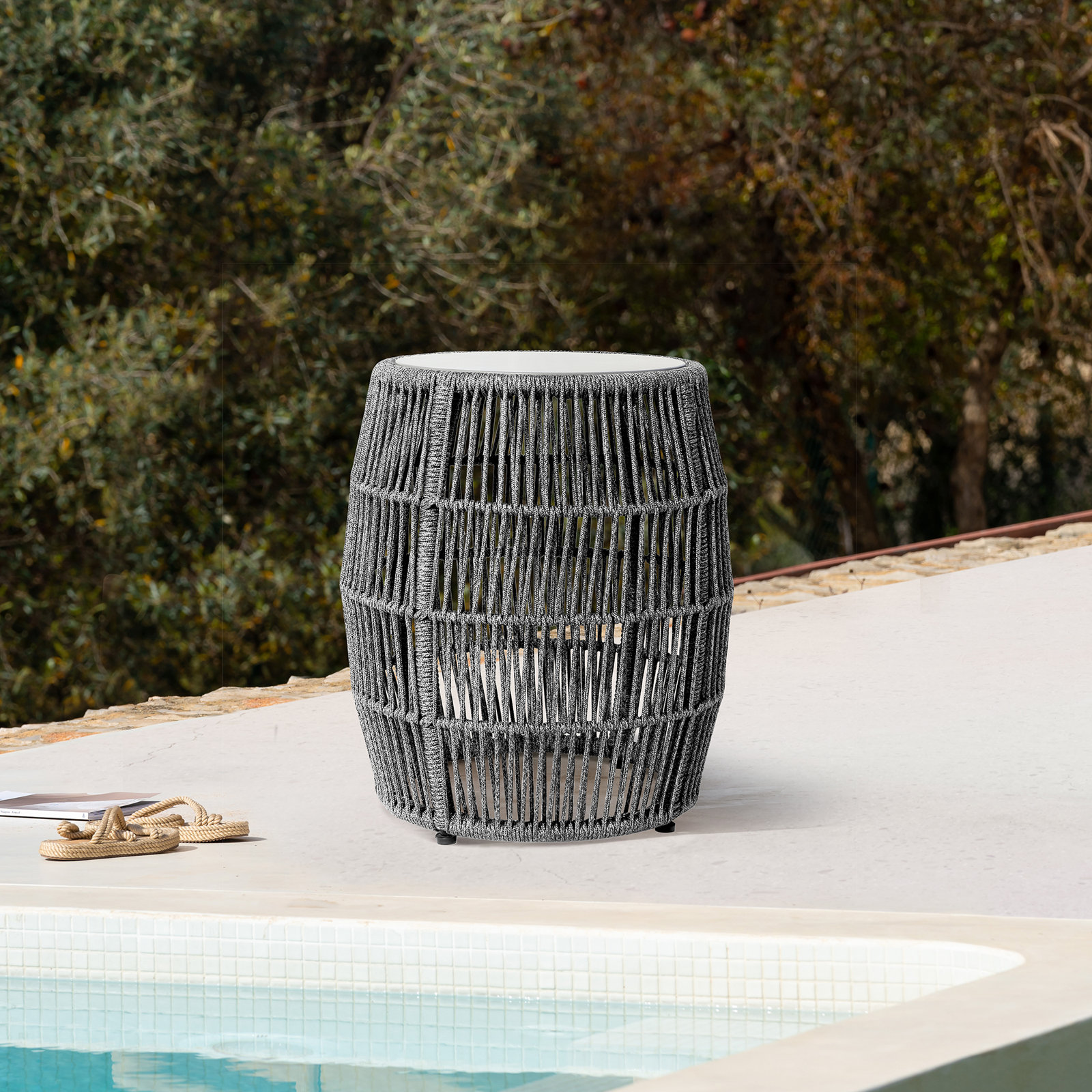 Dauntsey 19'' Stone Outdoor Side Table, Gray