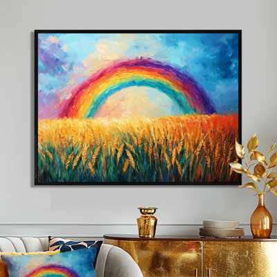 «Countryside Rainbow Over The Wheat Fields I» - art mural arc-en-ciel