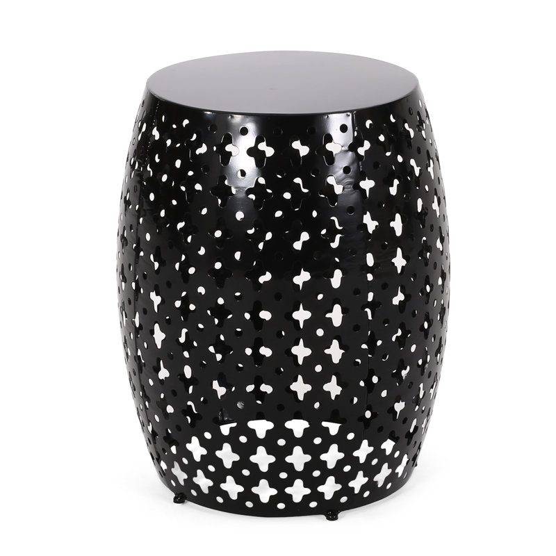 Stylish Metal End Table - Iron Cut, , 16.5"x16.5"x20.5", Powder-coated Frame, Stable, No Assembly Chic Accent 16.50"x16.50"x20.50",