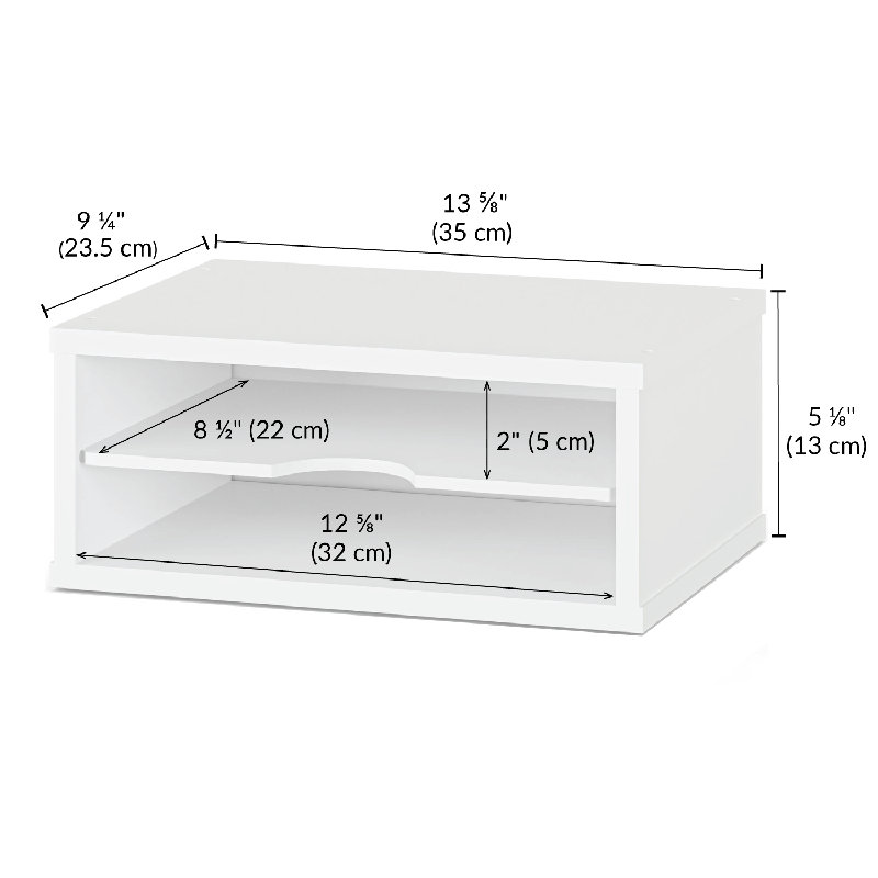 Logan Stackable 2-Tier Paper Organizer and Monitor Stand, White