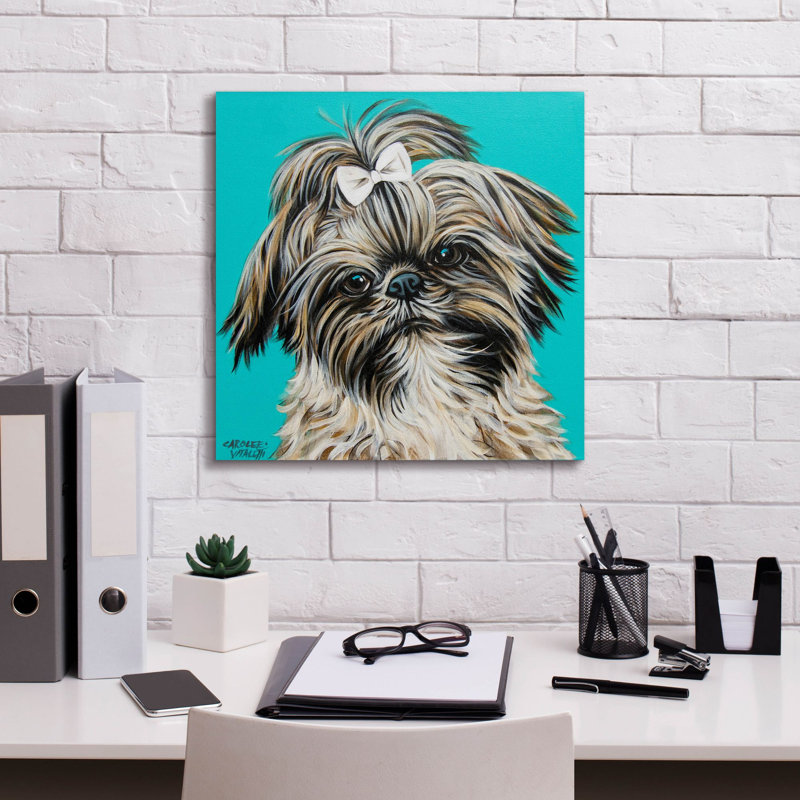 «Girly Shih Tzu» par Carolee Vitaletti, art mural sur toile, H 18 po x l 18 po x P 0,75 po