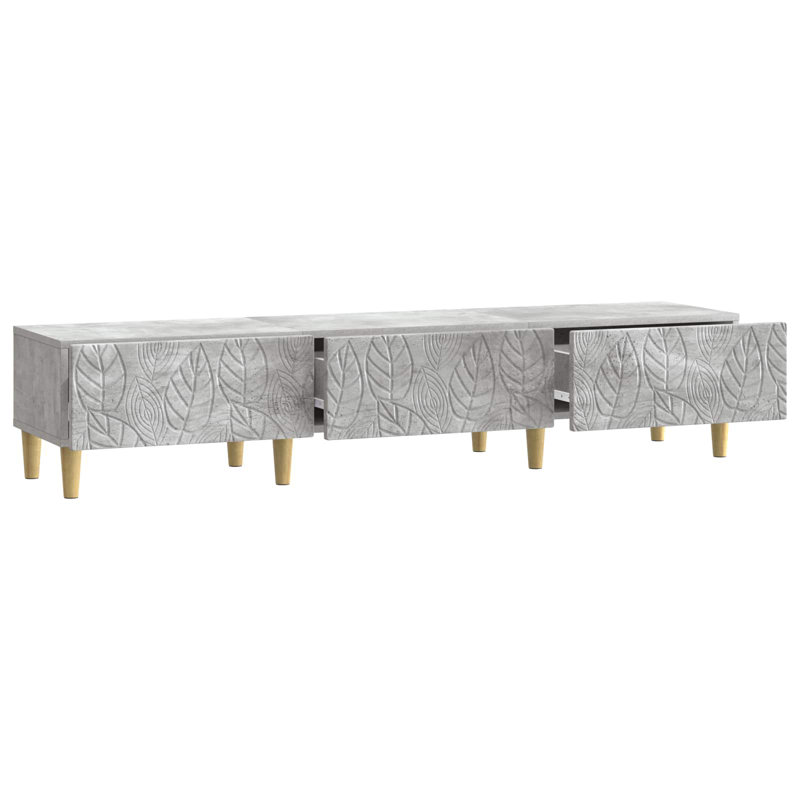 Unfinished TV Stand for TVs up to 65" with Fireplace Included, Concrete Grey