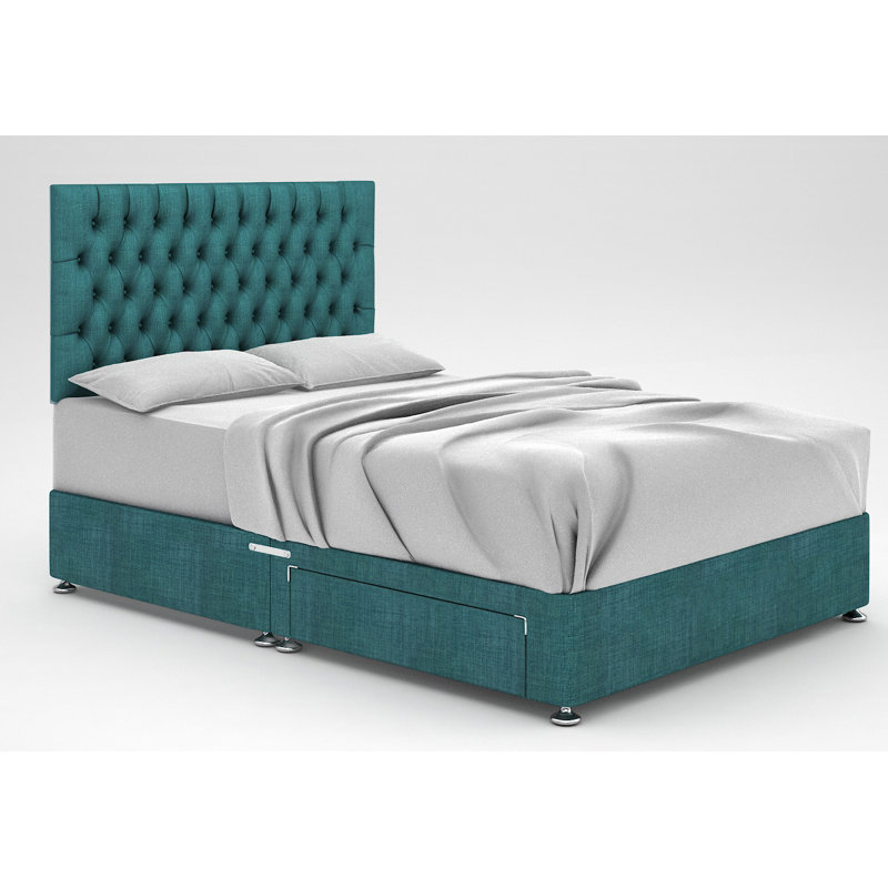 Zawacki Divan Bed Base, Slate, 2 Drawers, Small Double