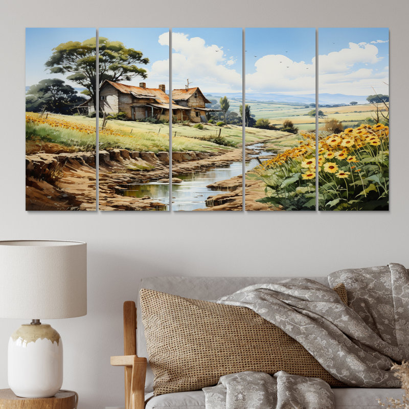 «Vietnam Rustic Countryside Charm - Impression sur toile - 5 panneaux égaux