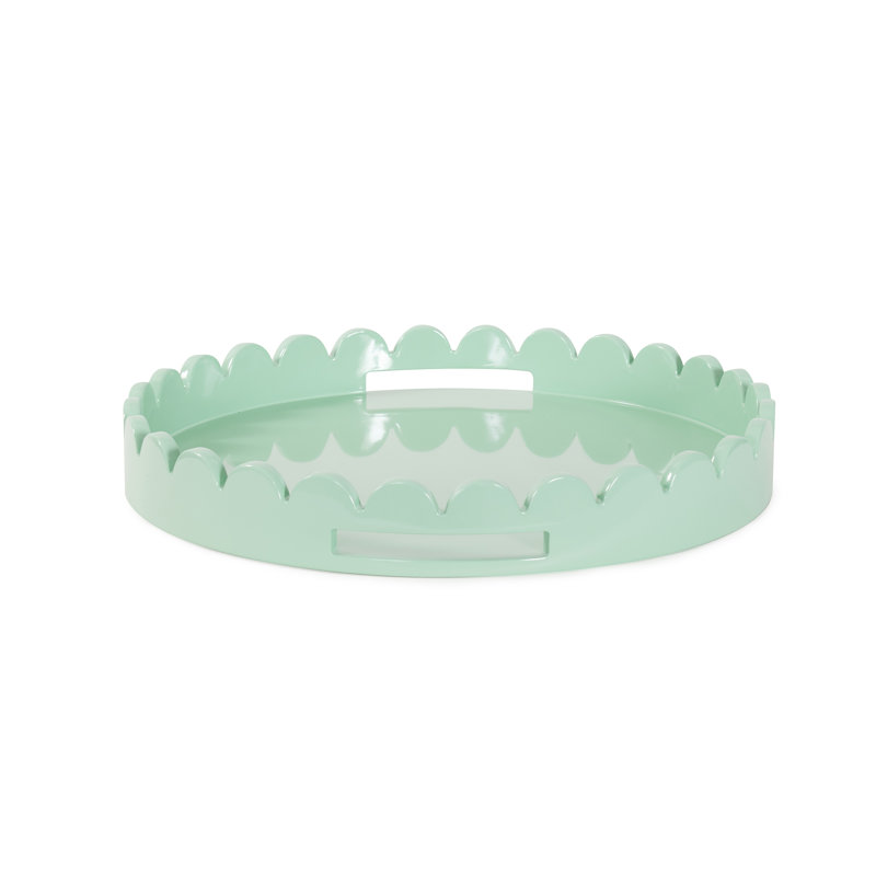 Plateau rond en bois festonné Effa, Mint Green