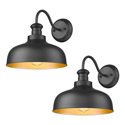 Black Outdoor Barn Light For Farmhouse, Weather Resistant Outdoor Wall Sconce, Outside Lighting For Porch, Garage, Patio, Entryway(Black, 2 Pack)