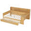 Lit de jour pleine grandeur en bois avec tablettes de rangement, deux tiroirs et bureau d'étude, lit multifonctionnel, naturel
