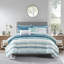Édredon et courtepointe à imprimé seersucker - bleu tempête, bleu sarcelle 100% 1 courtepointe, 2 taies décoratives, coussin décoratif 8 rayures aquarelles-124544226-124544227