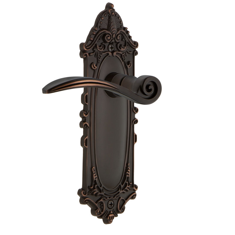 Plaque de passage victorienne (couloir et garde-robe) avec levier à cygne, 2-3/4", Bronze éternel