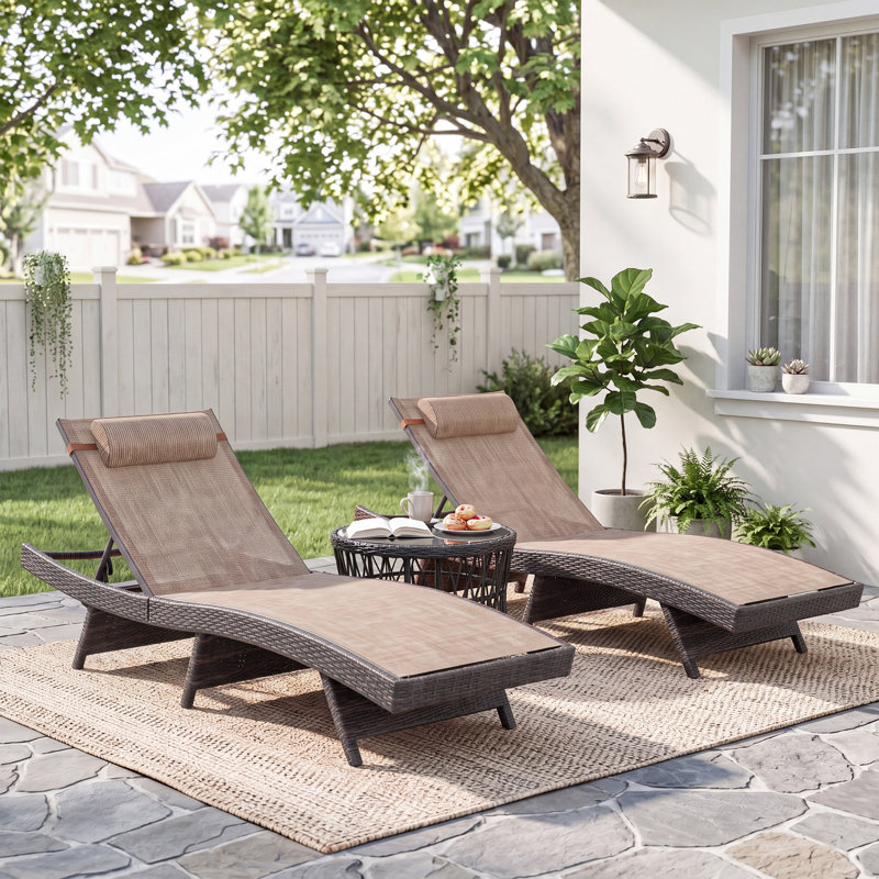 Chaise longue d'extérieur toutes saisons en osier, Gray
