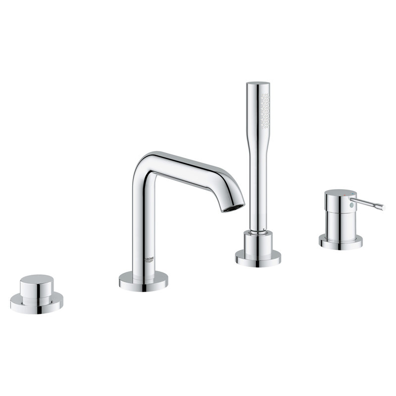 Robinet de baignoire romaine à poignée simple avec inverseur et douchette Essence New, Chrome