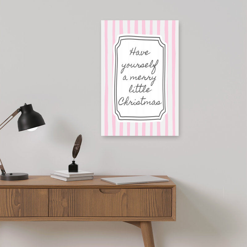 Merry Little Christmas Script Whimsical Abstract Contemporary Wall Art Print 1 Piece Wrapped Canvas Wall Art