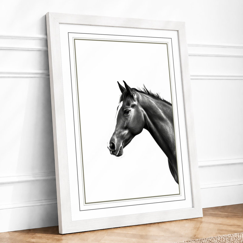 Horse in Profile Minimalist - Framed Print, A1 - 84.1 x 59.4 cm, White