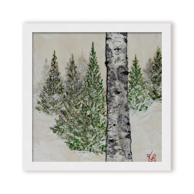 Nature Inspired "Wintered Pines" Canvas Wall Art By , 30" H x 30" W, Framed Print, Brown