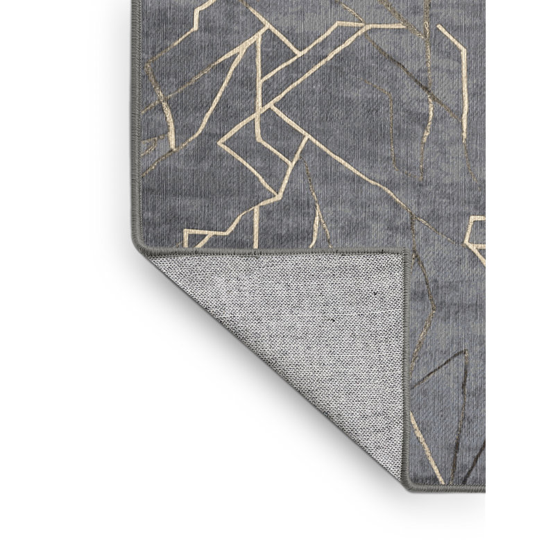 Machine Washable Gray Area Rug, Square 7'