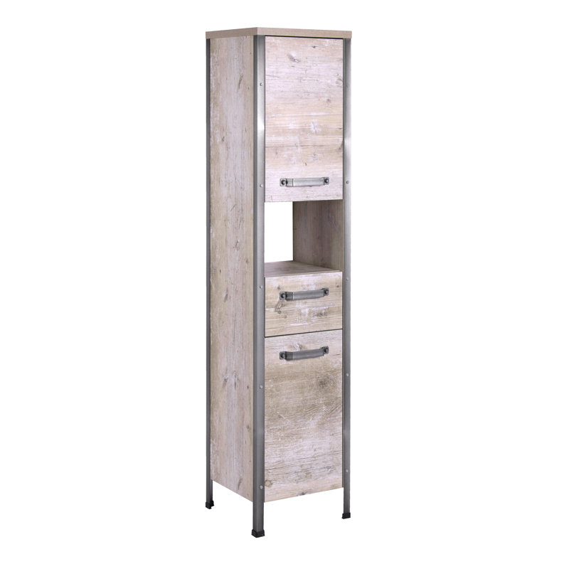 Harkon Wood Material Freestanding Linen Cabinet, Beige
