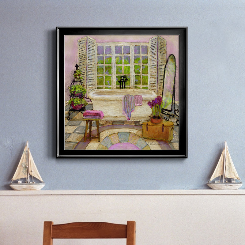 Sunny Day Bath II - reproduction d'art sur toile, H 26,5 po x l 26,5 po x P 1,5 po, Toile avec cadre noir