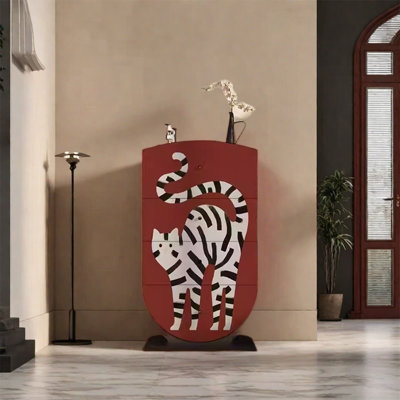 Elegant Walnut Wood Storage Cabinet with Drawers
