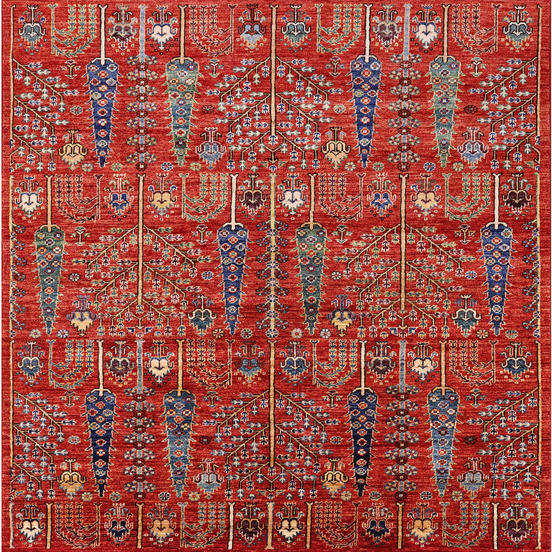 Tapis 100% Mid-Century moderne lavable à la machine 2391, Carré 5 pi