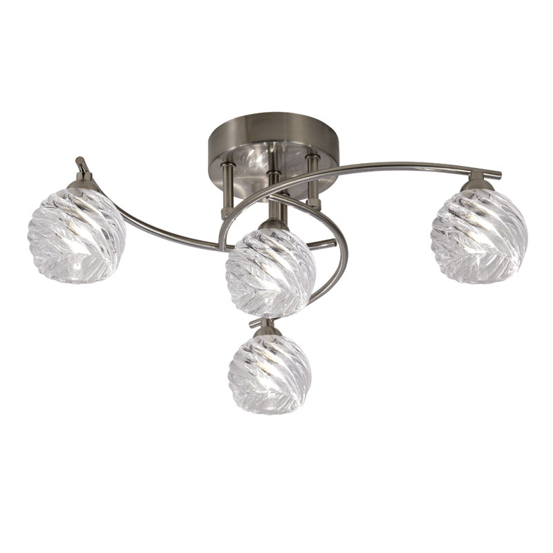 Colten Glass Semi Flush Mount, Satin Nickel